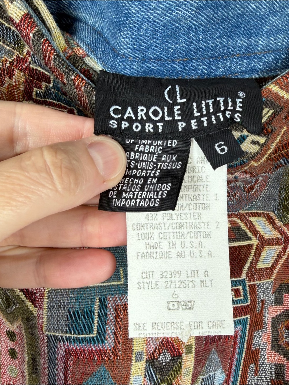 VTG Carole Little Tapestry Southwestern Aztec Western Fall Wrap Skirt 6 Petite - Picture 6 of 10